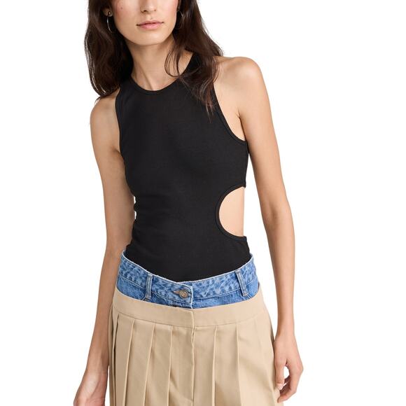 Sandy Liang 'Slight' Black Rayon Tank Top Size S - Picture 1 of 5